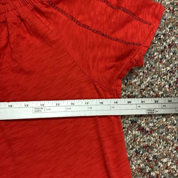 Saturday Sunday Anthropologie Felicia Orange Red SS Boho Peasant Top Size L - Picture 9 of 11